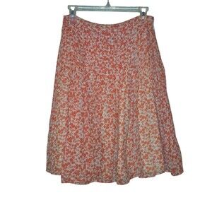Anthropologie Odille Cream & Red Flowers A- Line Skirt Size 0 Coquette Spring